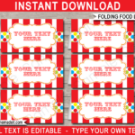 Carnival Party Food Labels Template - Colorful within Free Printable Carnival Food Signs