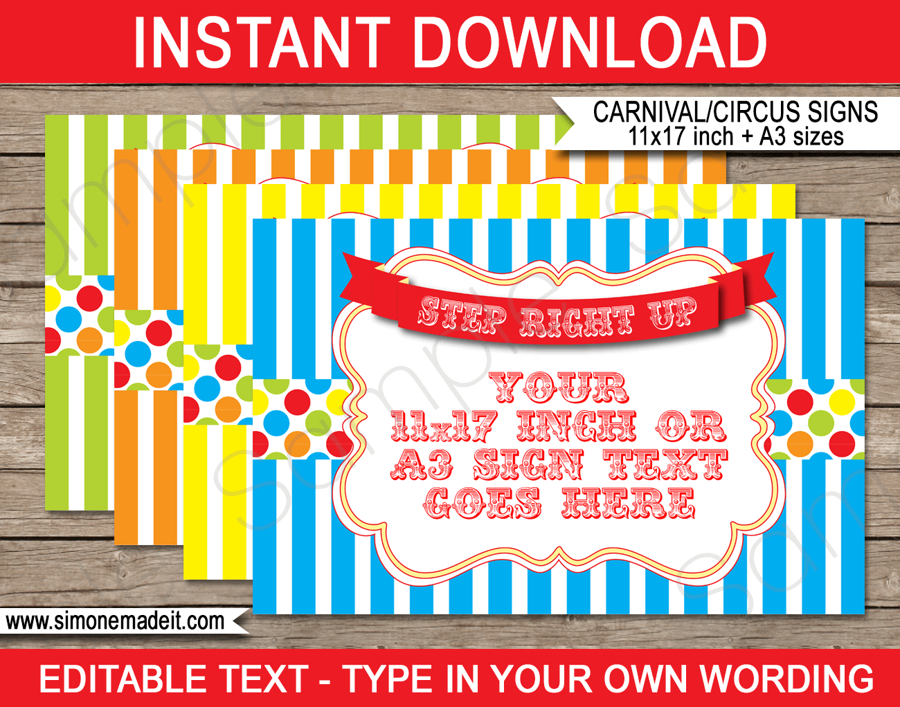 Carnival Party Signs - 11X17 Inch + A3 - Colorful with regard to FREE Printable Carnival Game Signs