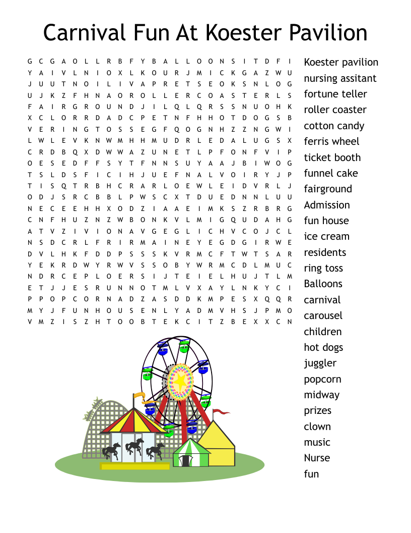 Carnival Word Search - Wordmint pertaining to Free Printable Carnival Word Search