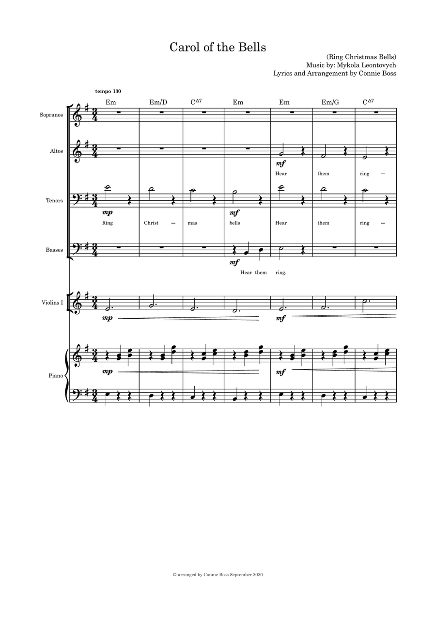 Carol Of The Bells Sheet Music To Download And Print with regard to Free Printable Carol Of The Bells Sheet Music With Lyrics