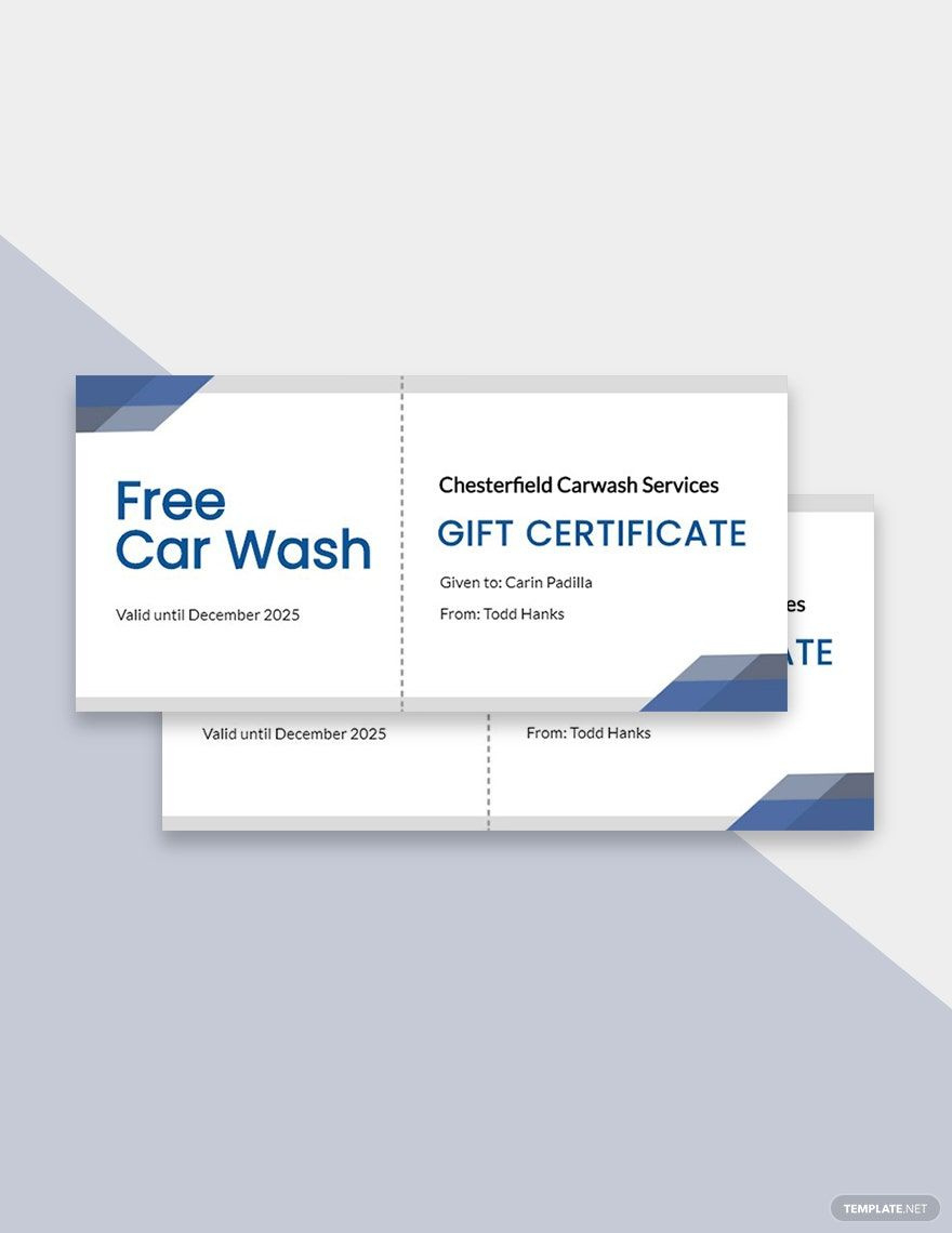 Carwash Gift Certificate Template In Pages, Psd, Illustrator, Word in FREE Printable Car Wash Gift Certificate Template