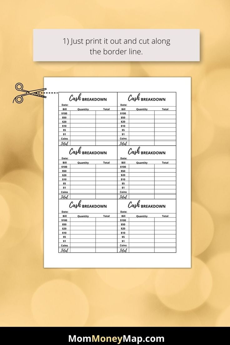 Cash Breakdown Slip Printable Pdf for FREE Printable Cash Breakdown Sheet