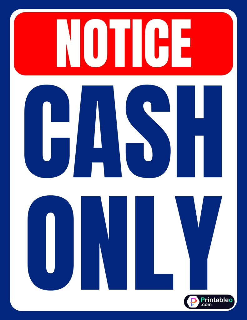 Cash Only Sign Printable - Printable Party Favors inside FREE Printable Cash Only Sign Printable