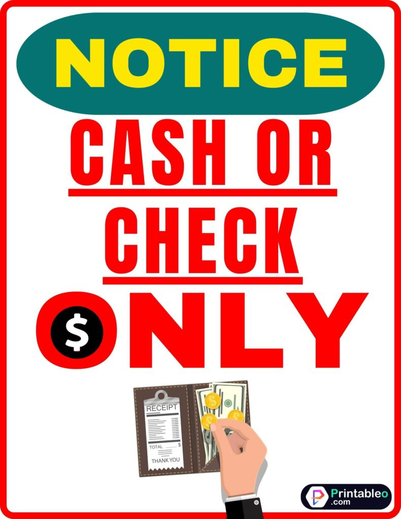 Cash Only Sign Printable - Printable Party Favors within FREE Printable Cash Only Sign Printable