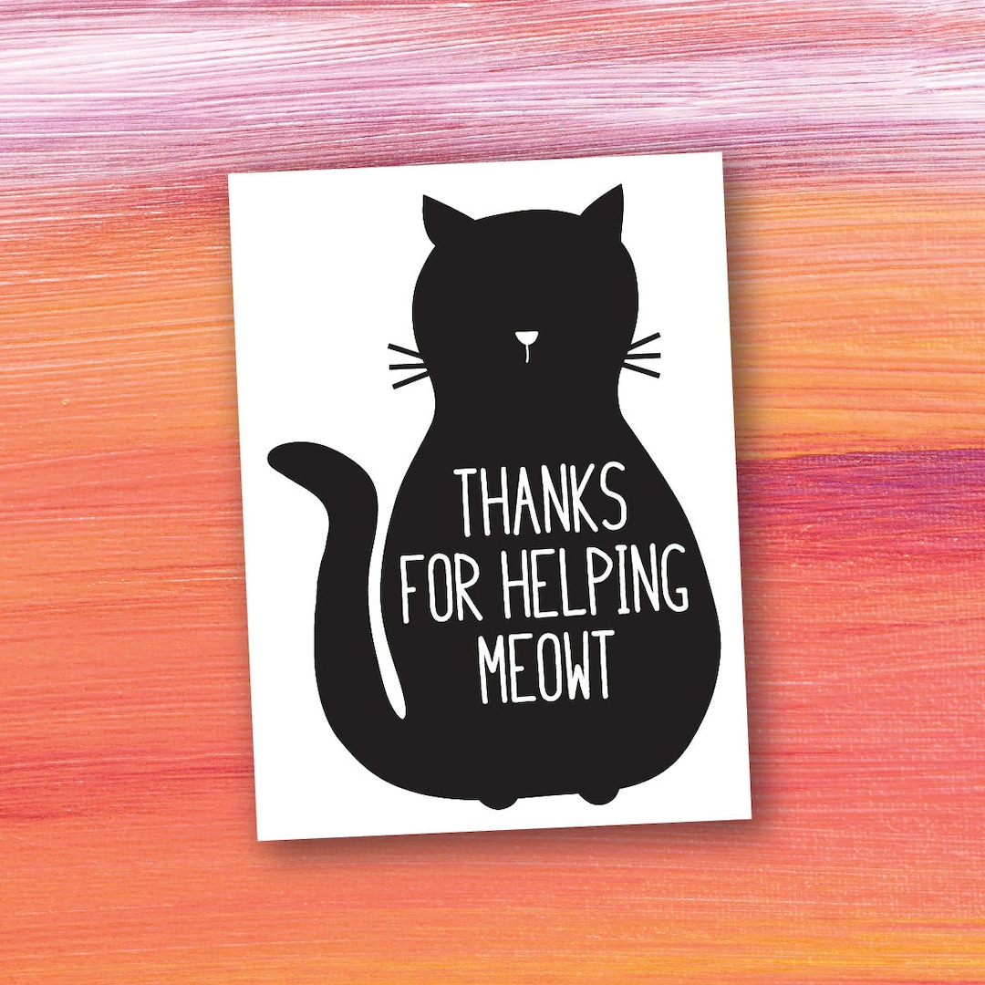 Cat Thank You Card - Digital Printable - Animal Rescue Volunteer intended for Free Printable Cat Thank You Cards
