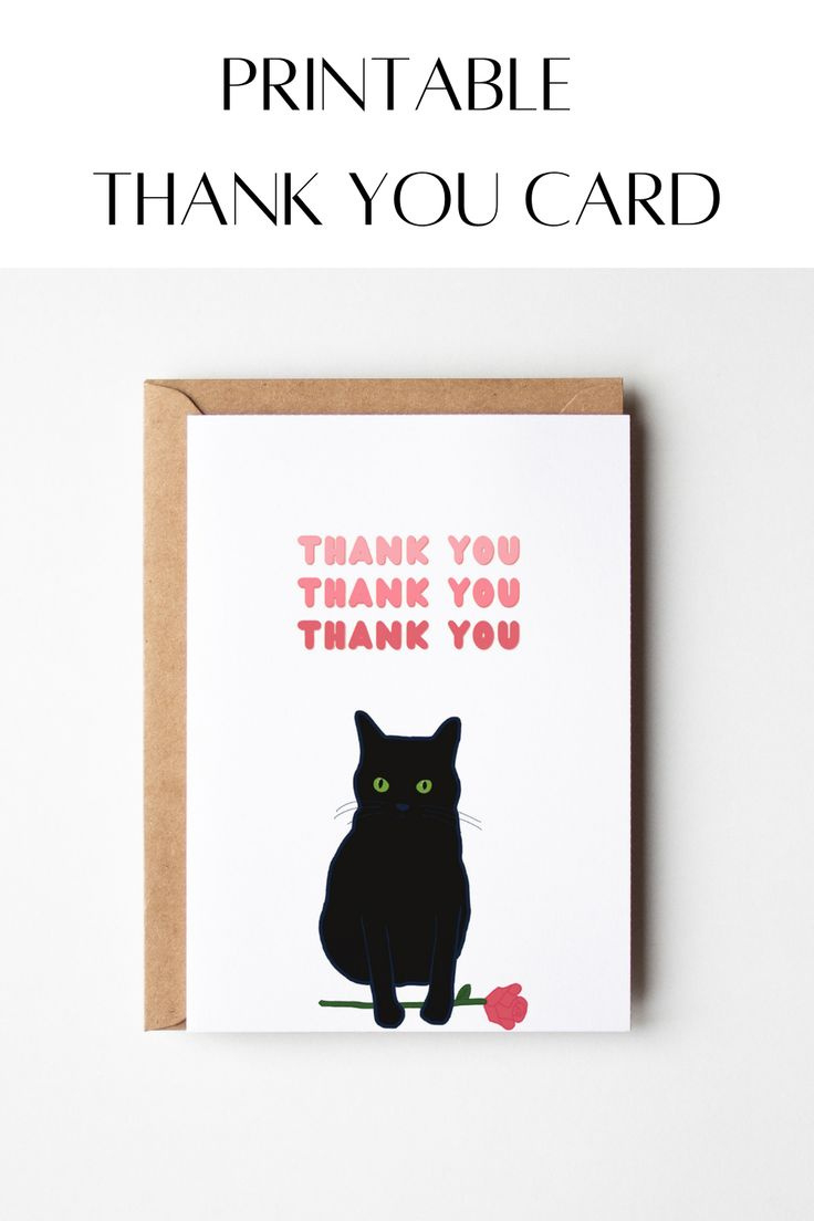 Cat Thank You Card | Funny Thank You Card | Instant Download for Free Printable Cat Thank You Cards