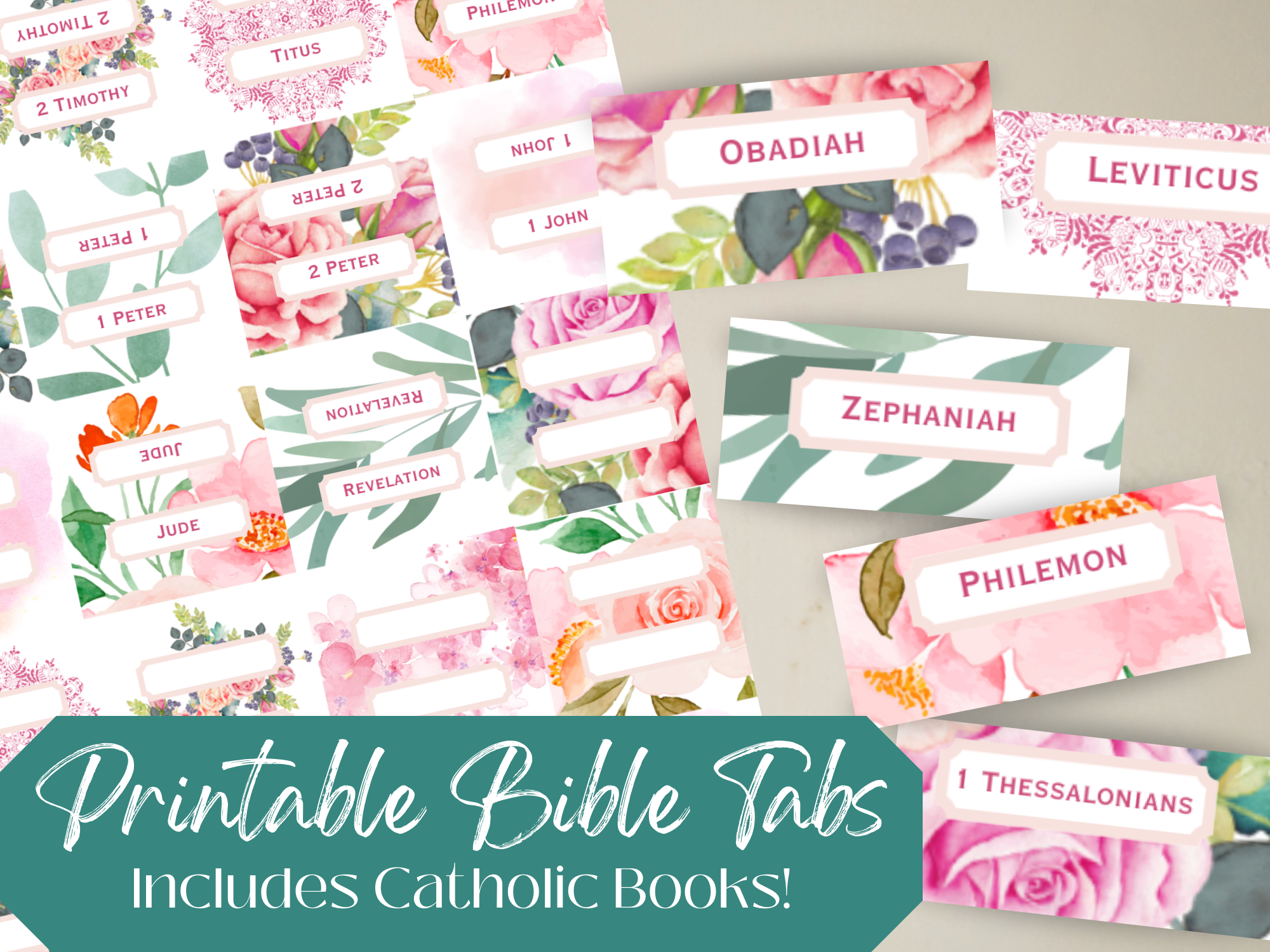 Catholic Bible Tabs For Bible Journaling Digital Download Printable Bible Tabs Diy Pink in FREE Printable Catholic Bible Tabs