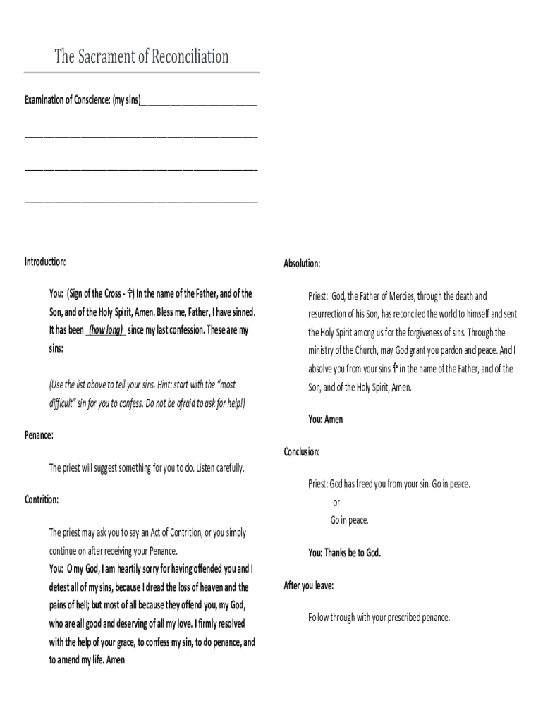 Catholic Confession Guide Pdf: Fill Out &amp;amp; Sign Online | Dochub for FREE Printable Catholic Confession Guide