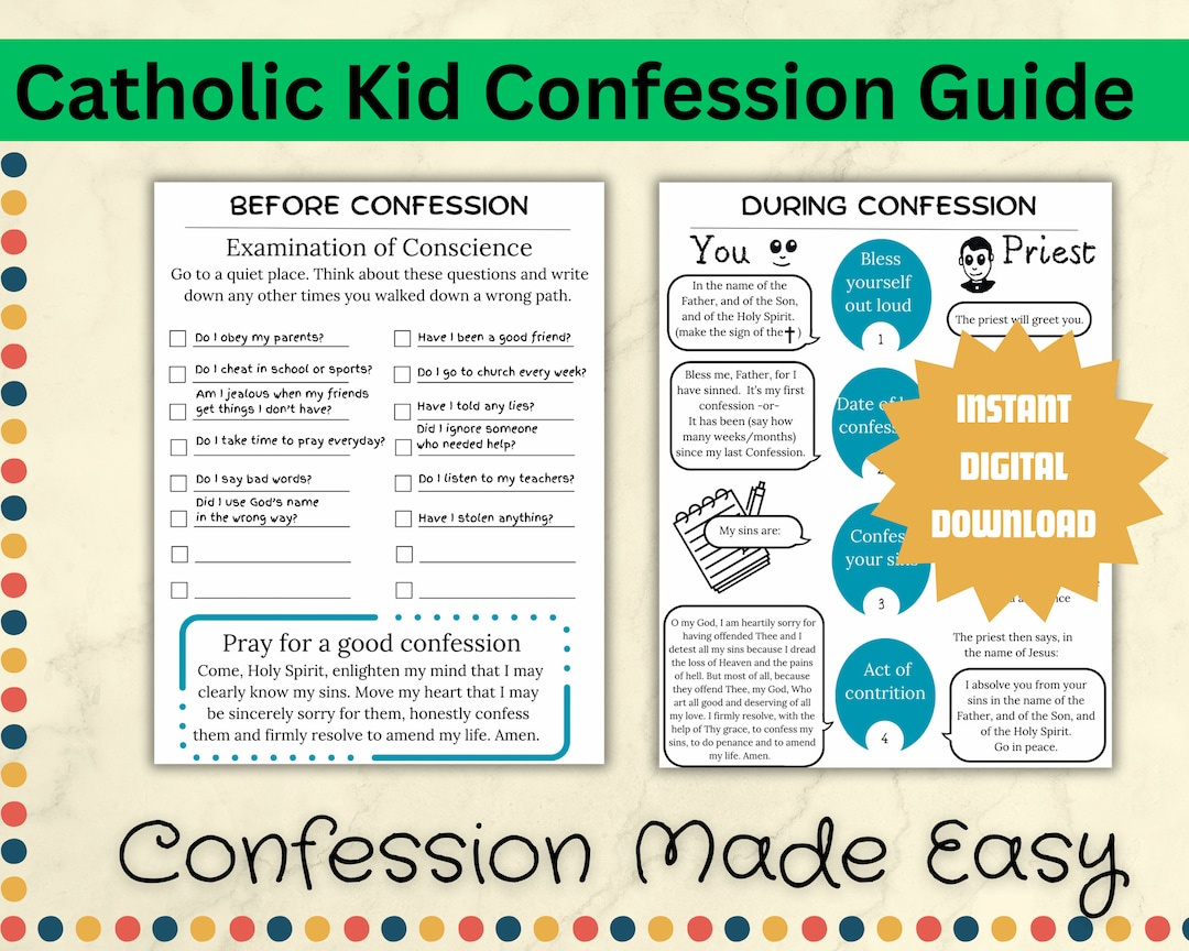 Catholic Kid Confession Guide: Examination Of Conscience (Digital with regard to FREE Printable Catholic Confession Guide