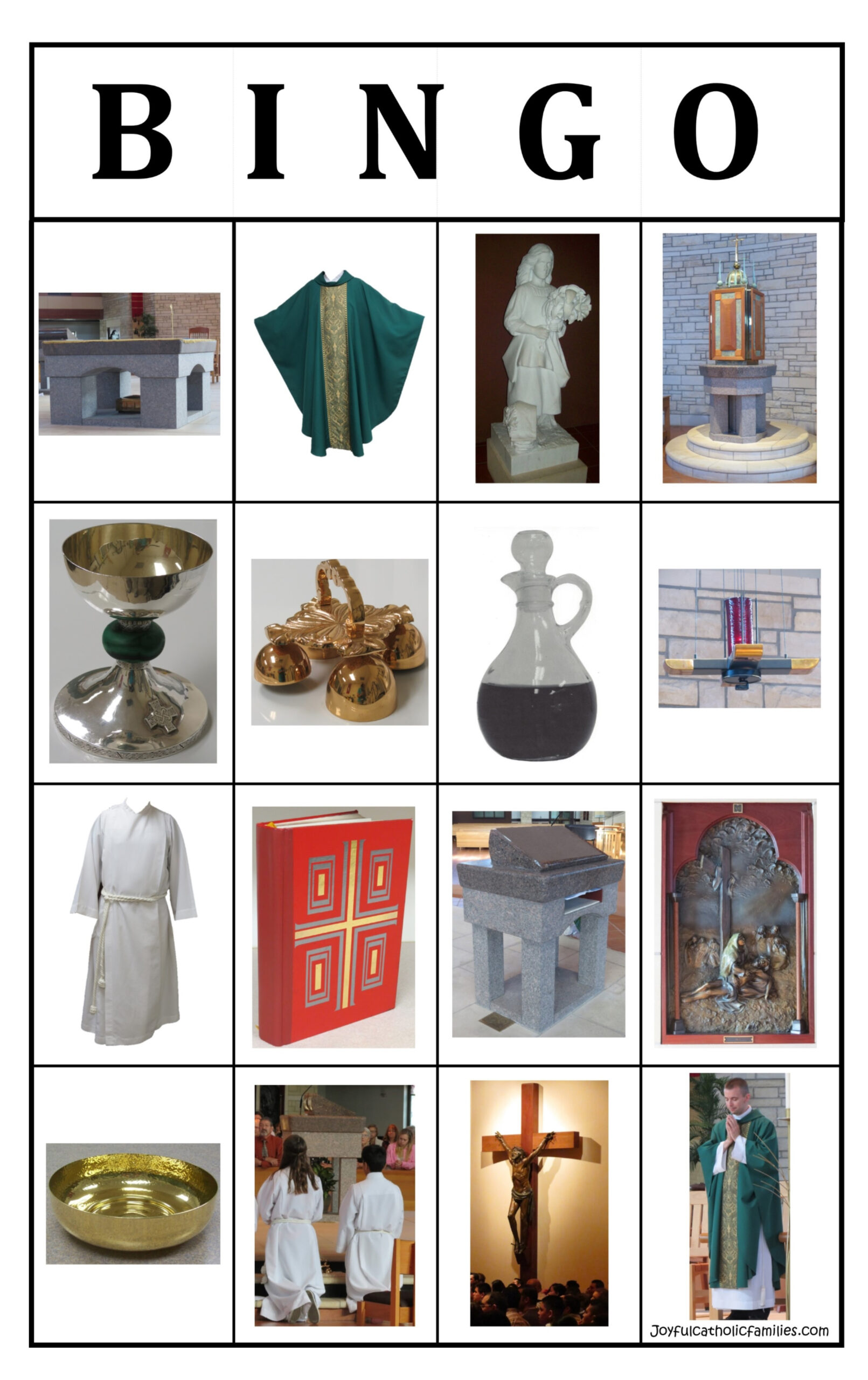 Catholic Mass 4×4 Bingo pertaining to Free Printable Catholic Bingo Cards