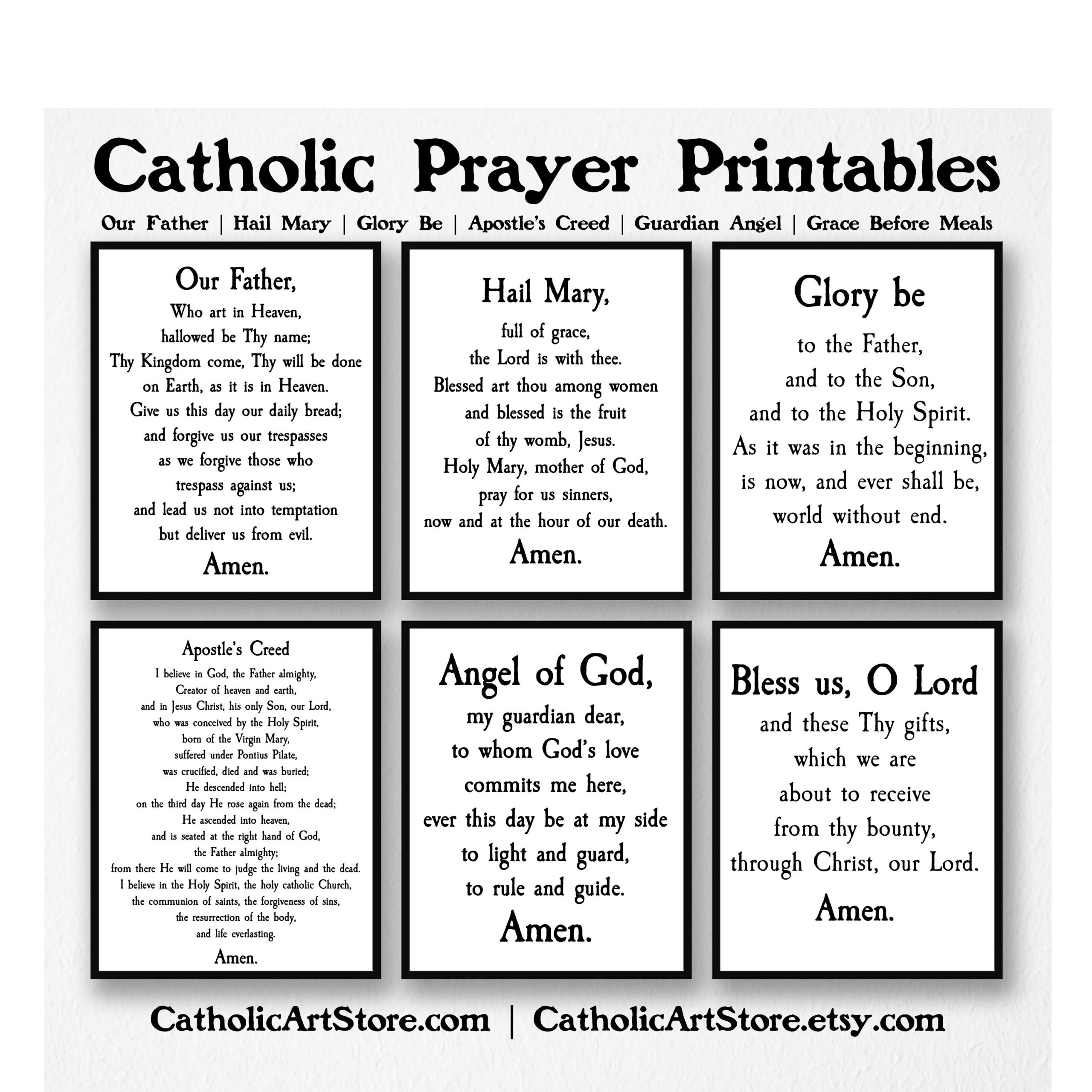 Catholic Prayer Printable 6-Pack, Our Father, Hail Mary, Glory Be for FREE Printable Catholic Our Father Prayer