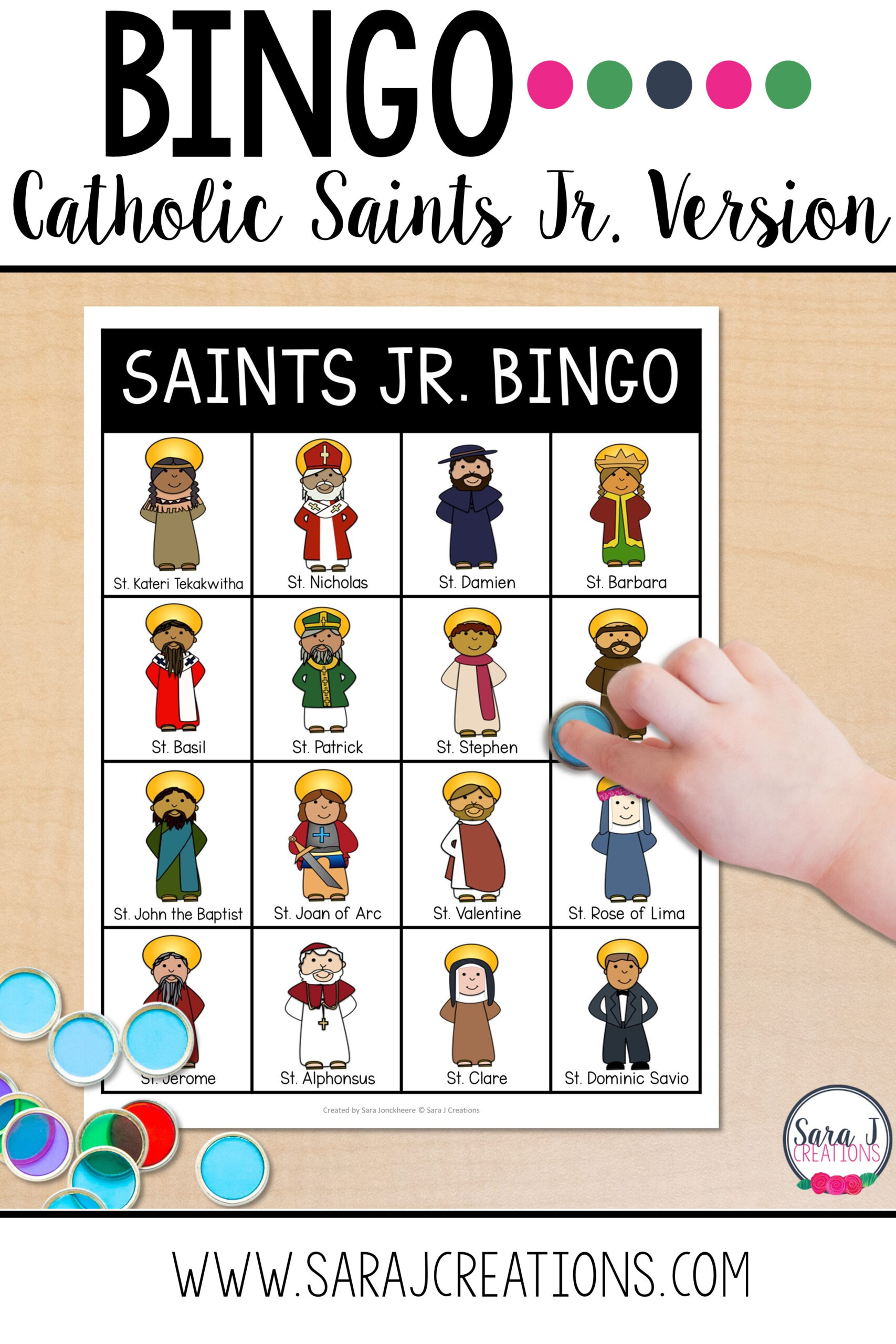 Catholic Saint Bingo - The Junior Version | Sara J Creations with regard to FREE Printable Catholic Bingo Cards