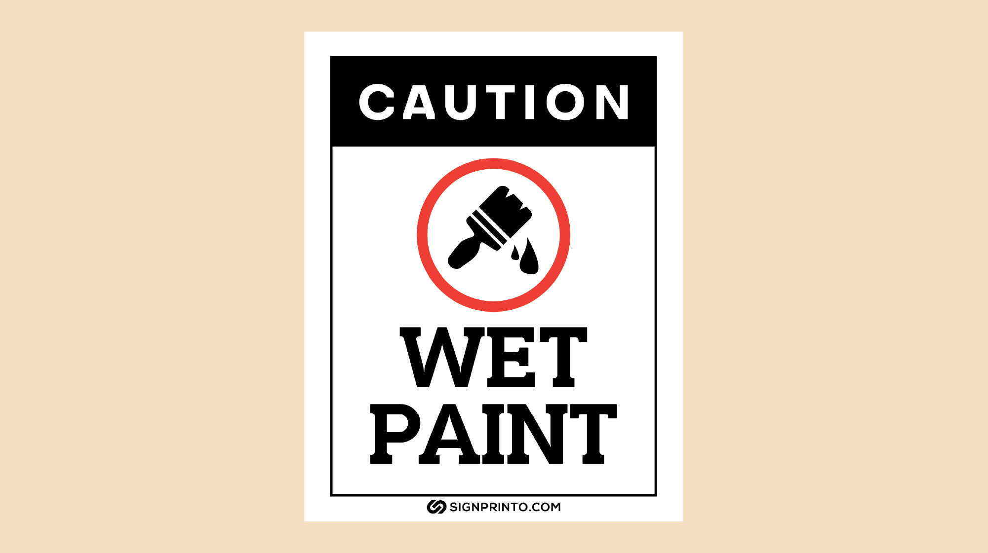 Caution Wet Paint Sign – Black Color [Pdf] in Free Printable Caution Wet Paint Signs