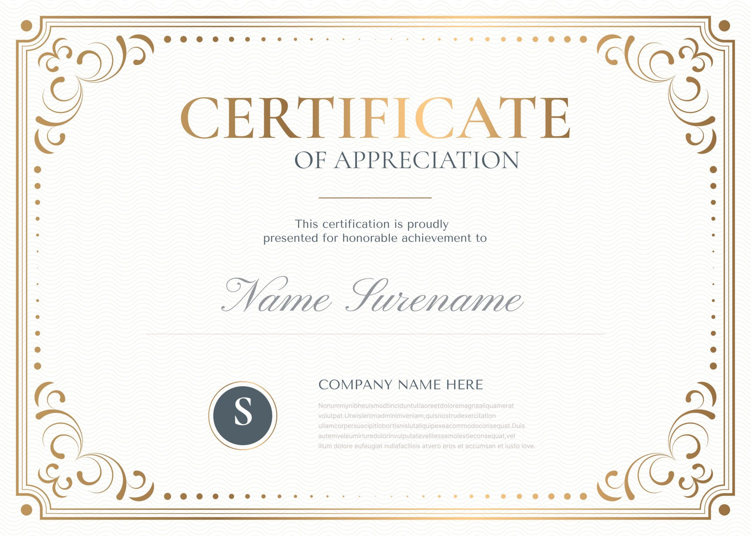Certificate Of Appreciation Examples (+23 Free &amp;amp; Editable) for Free Printable Certificates Of Appreciation Templates