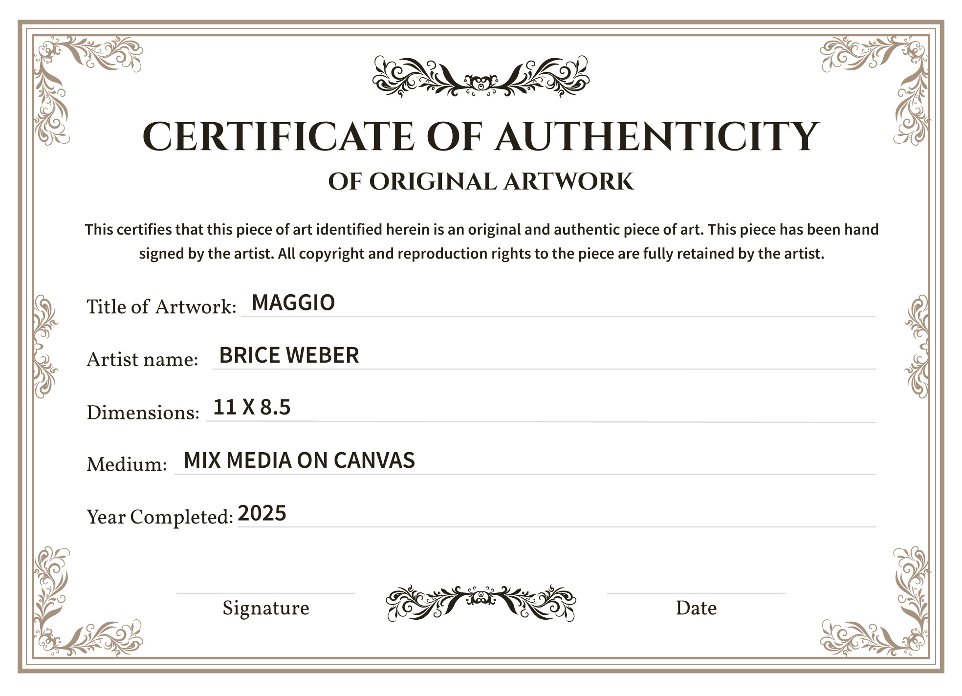 Certificate Of Authenticity Free Google Docs Template - Gdoc.io throughout Free Printable Certificate Of Authenticity Template