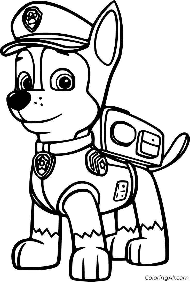 Chase Paw Patrol Coloring Pages within FREE Printable Chase Paw Patrol