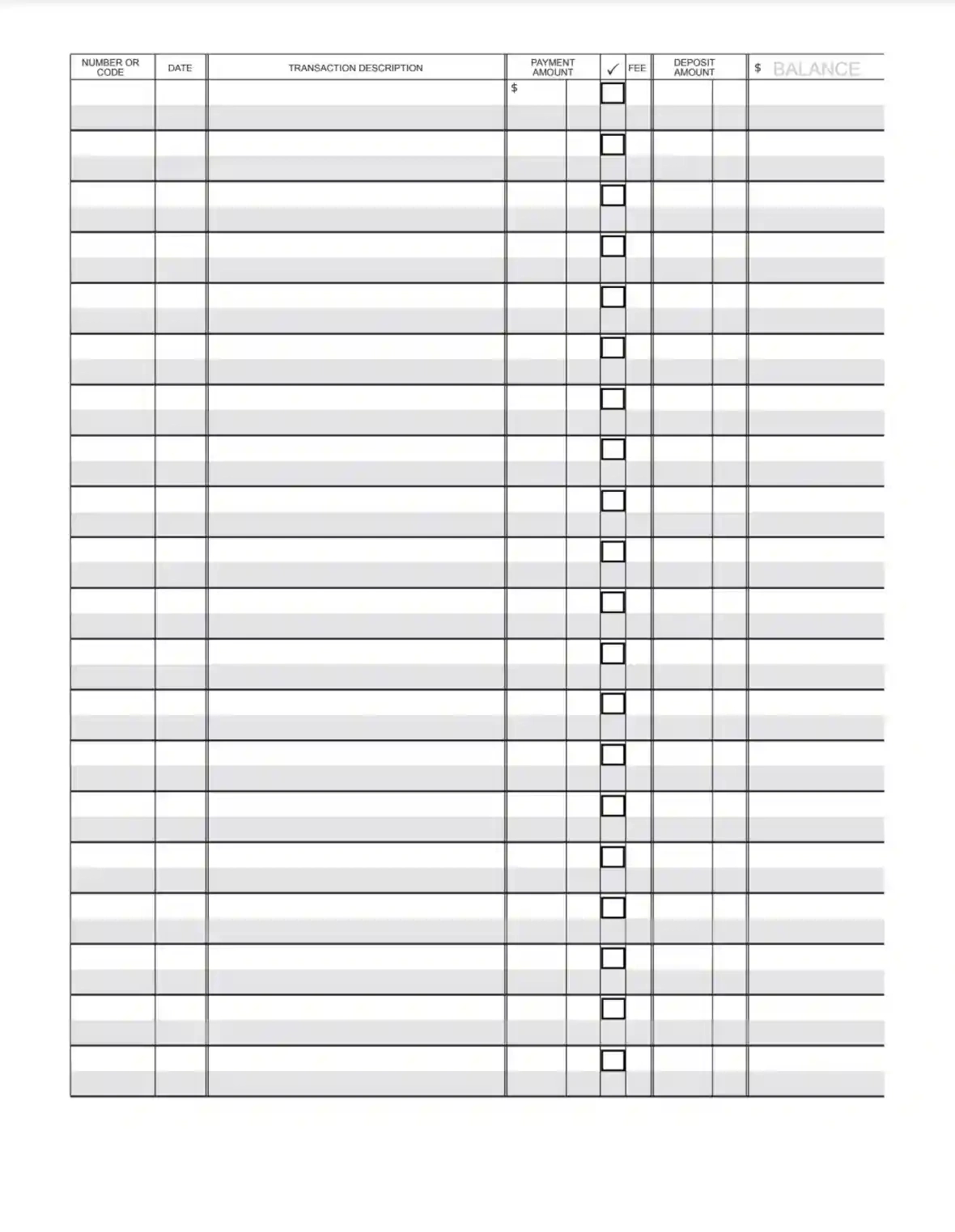 Check Register Template ≡ Fill Out Printable Pdf Forms Online inside Free Printable Checkbook Ledger Sheets