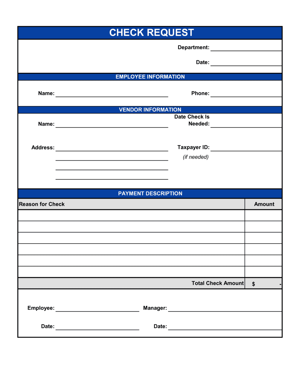 Check Request Form Template (Word &amp;amp; Pdf) - Free Trial pertaining to Free Printable Check Request Form