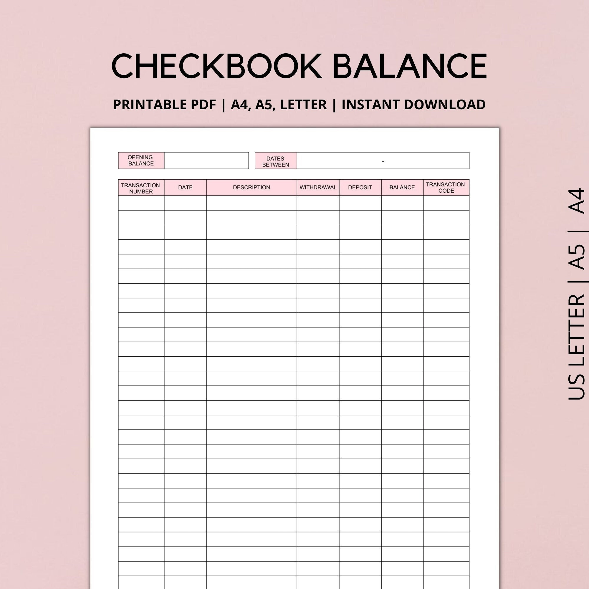 Checkbook Balance Log Printable, Checkbook Register, Check with FREE Printable Checkbook Balance Sheet
