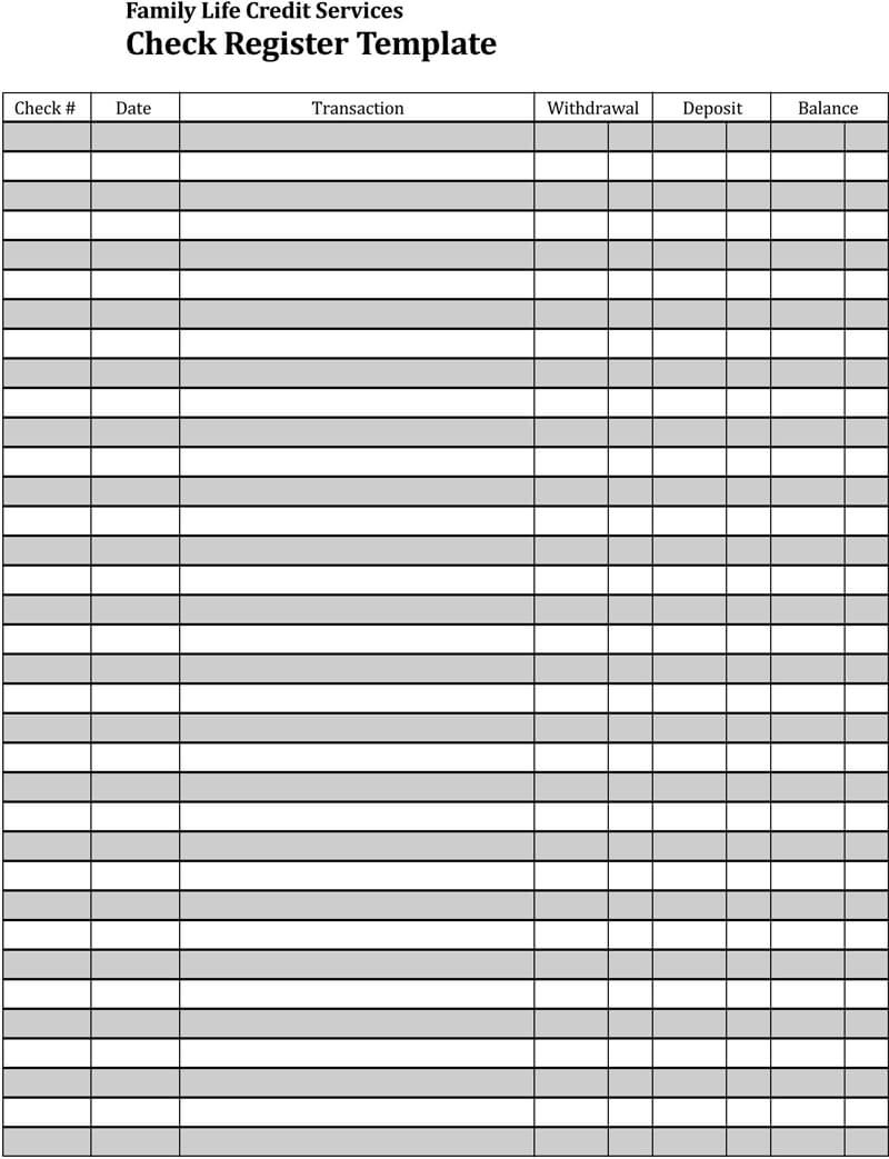 Checkbook Log Template | Www.lx.iriss.uk with FREE Printable Check Register Forms