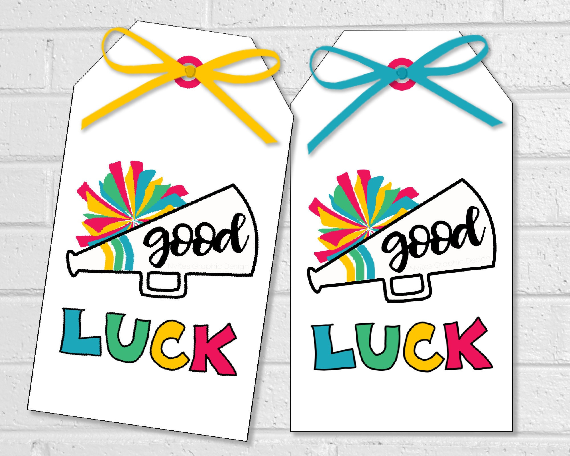 Cheer Good Luck Tags, Cheerleader Team Leckerli Etiketten in FREE Printable Cheerleader Gift Tags
