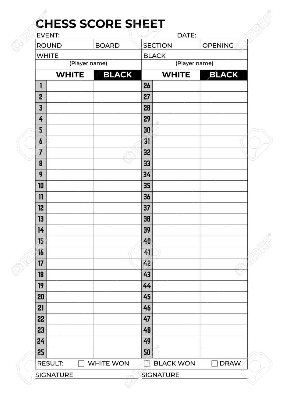 Chess Score Sheets To Record The Game Royalty Free Svg, Cliparts for Free Printable Chess Score Sheet