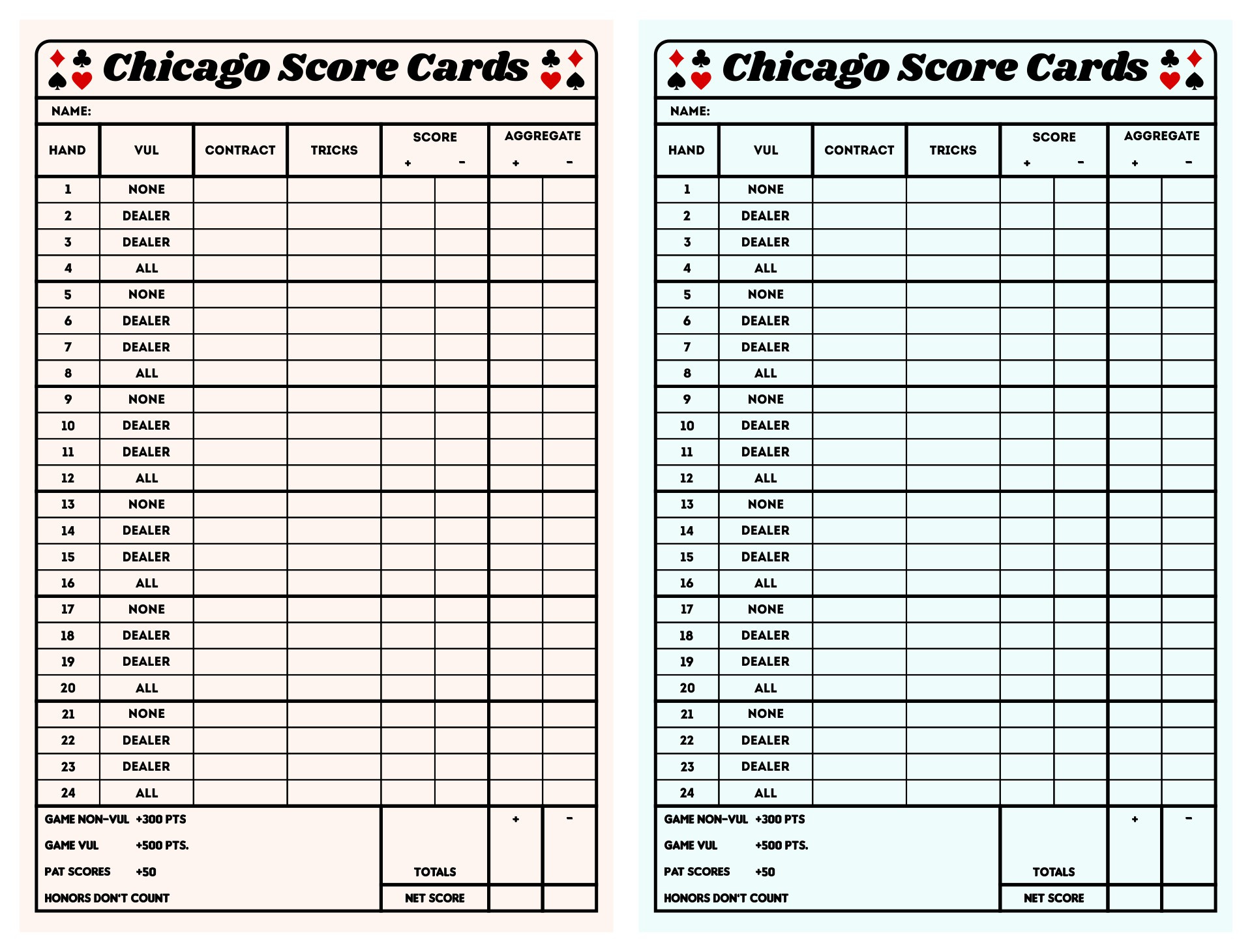 Chicago Bridge Score Sheets Template - 10 Free Pdf Printables within Free Printable Chicago Bridge Score Sheets