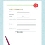 Child Information Sheet throughout FREE Printable Child Information Sheet For Daycare