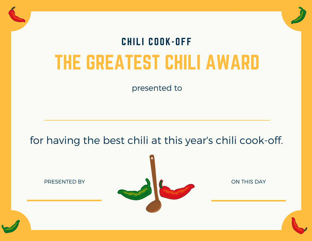 Chili Cook Off Certificate Free Printable throughout FREE Printable Chili Cook Off Certificates