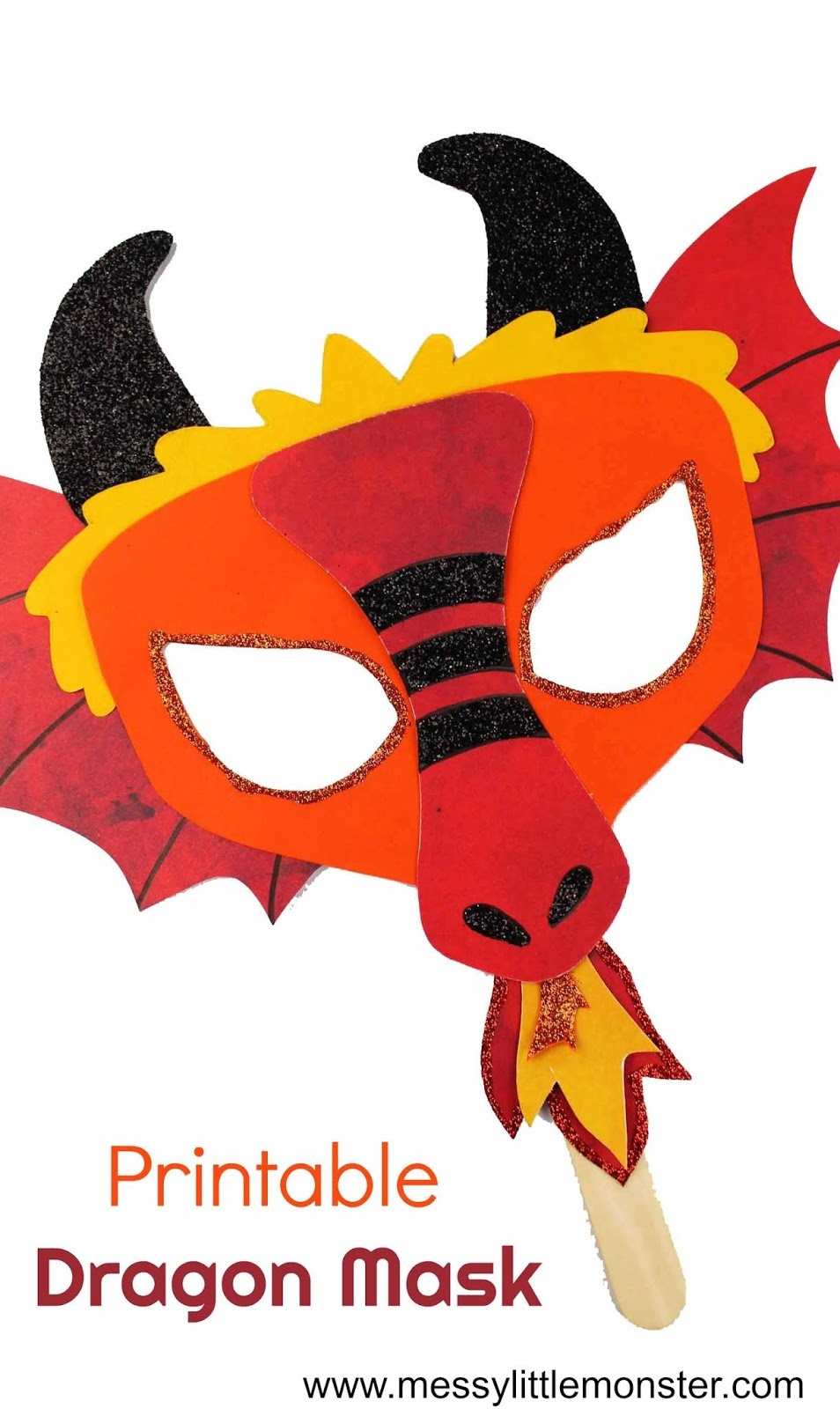 Chinese Dragon Mask - A Fun Printable Dragon Craft - Messy Little pertaining to FREE Printable Chinese Dragon Mask Template