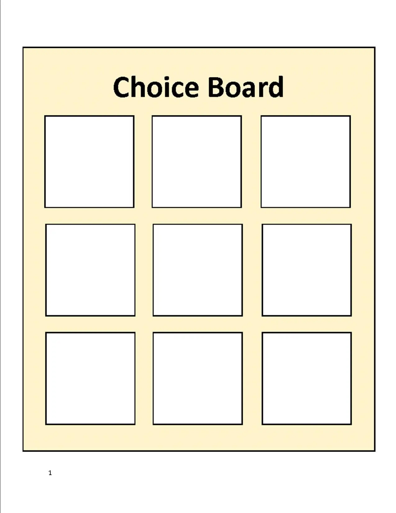 Choice Board - Geneva Centre For Autism in Free Printable Choice Board Template Free