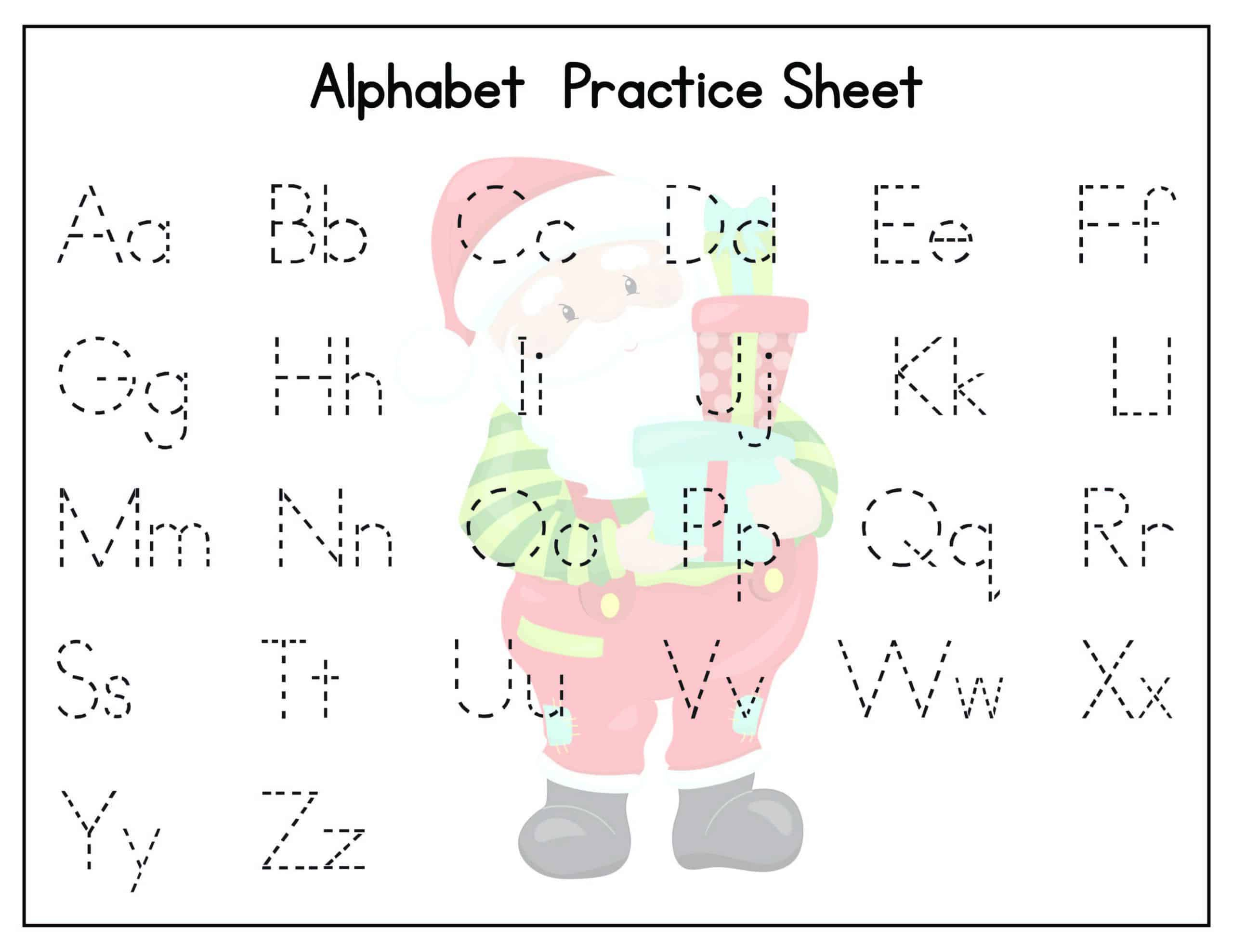 Christmas Alphabet Tracing Worksheets - Kids Activity Zone inside Free Printable Christmas Tracing Worksheets