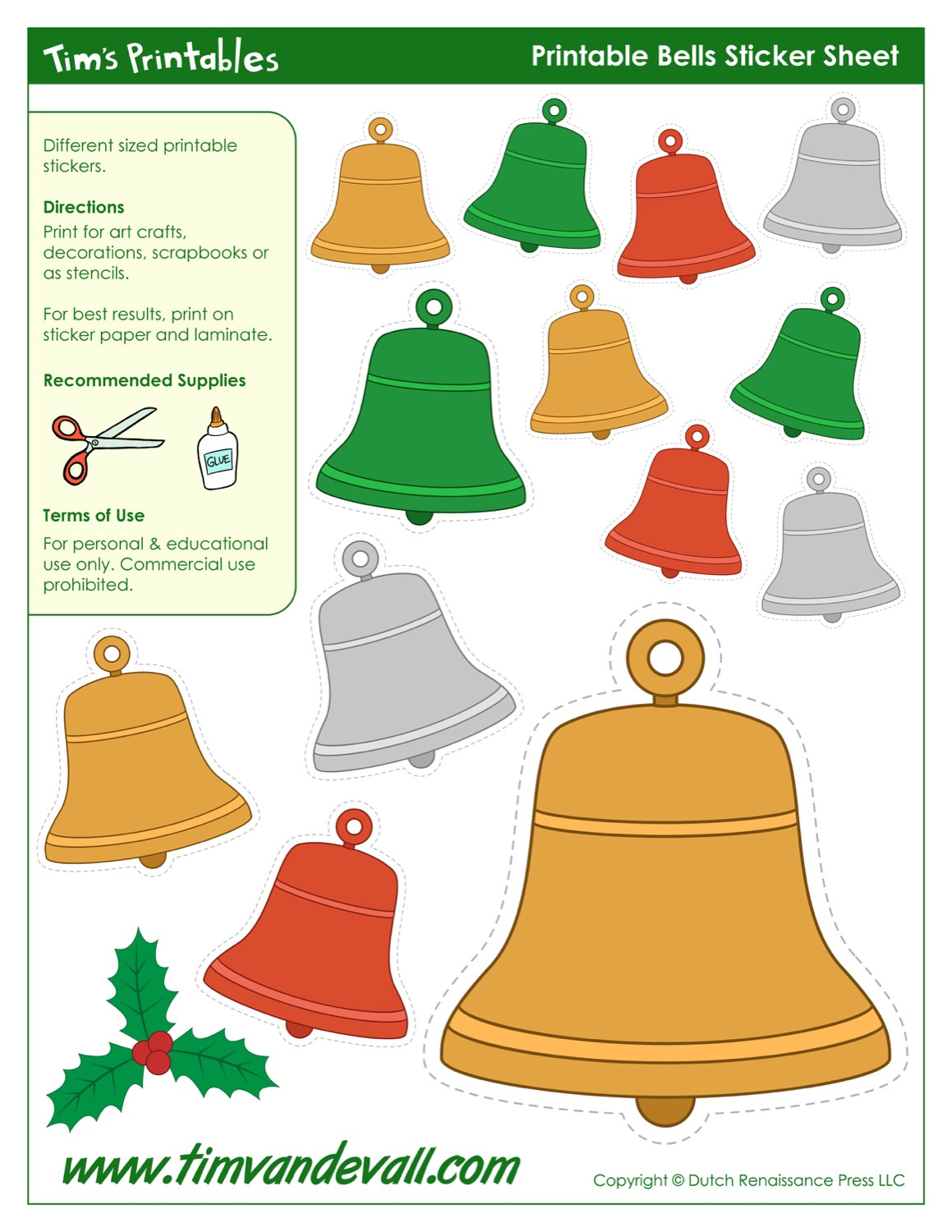 Christmas Bell Shapes - Tim&amp;#039;S Printables throughout FREE Printable Christmas Bell Template