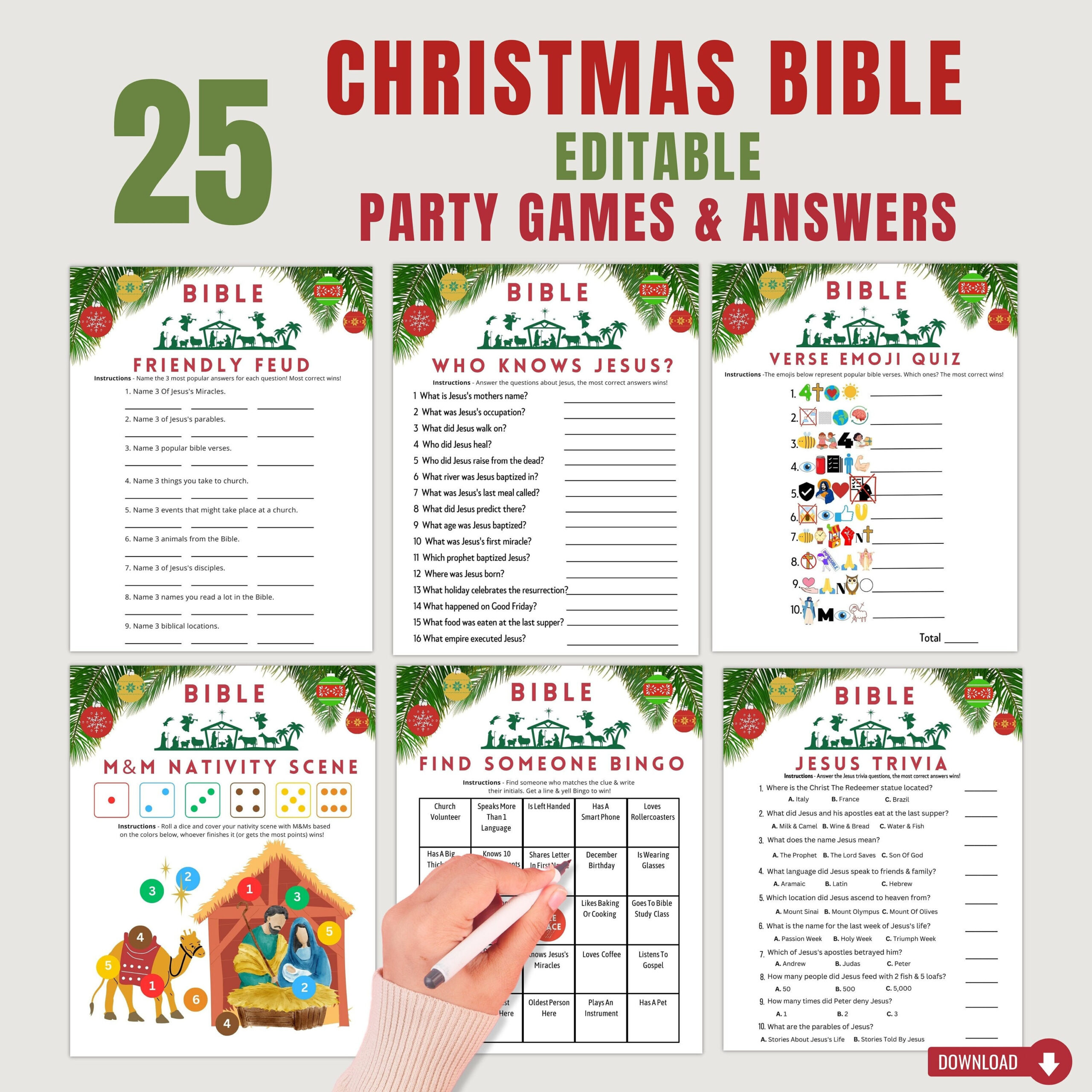 Christmas Bible Games For Church Party | Editable Holiday Nativity with regard to Free Printable Christian Christmas Party Games For Adults
