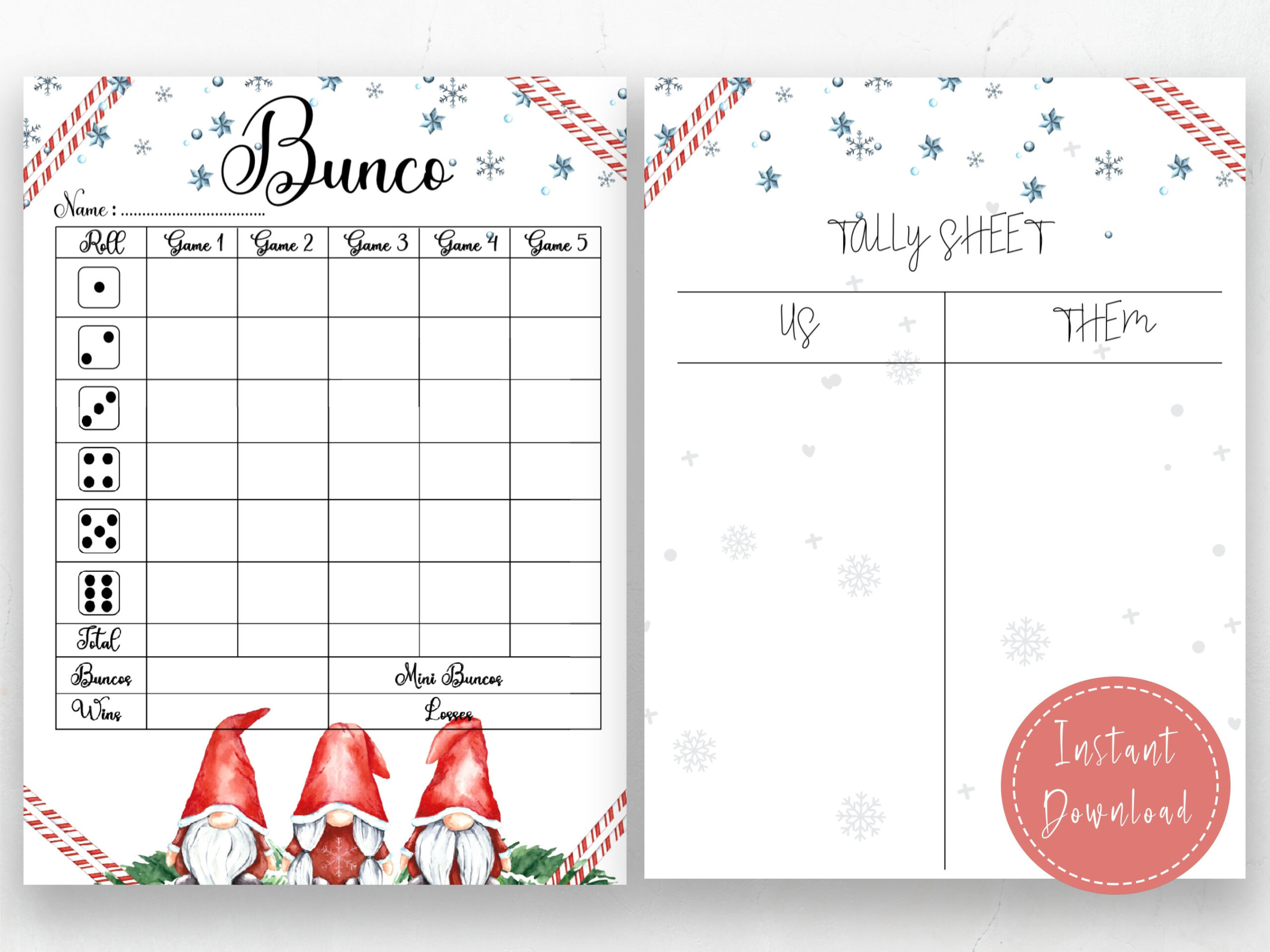 Christmas Bunco Score Card: Printable Party Game (Pdf Download) - Etsy inside Free Printable Christmas Bunco Sheets
