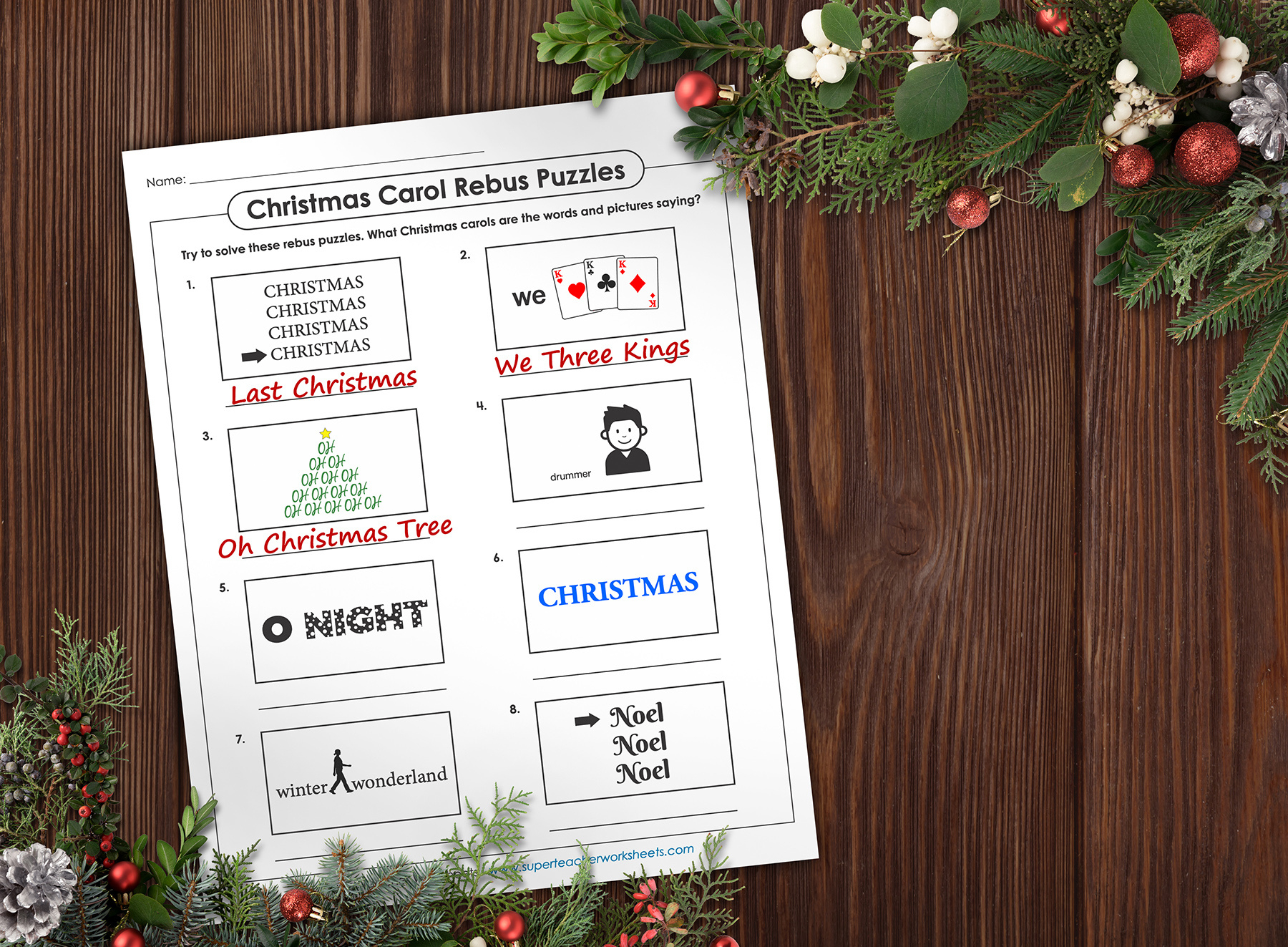 Christmas Carol Rebus Puzzles Blog Post in Free Printable Christmas Brain Teasers With Answers