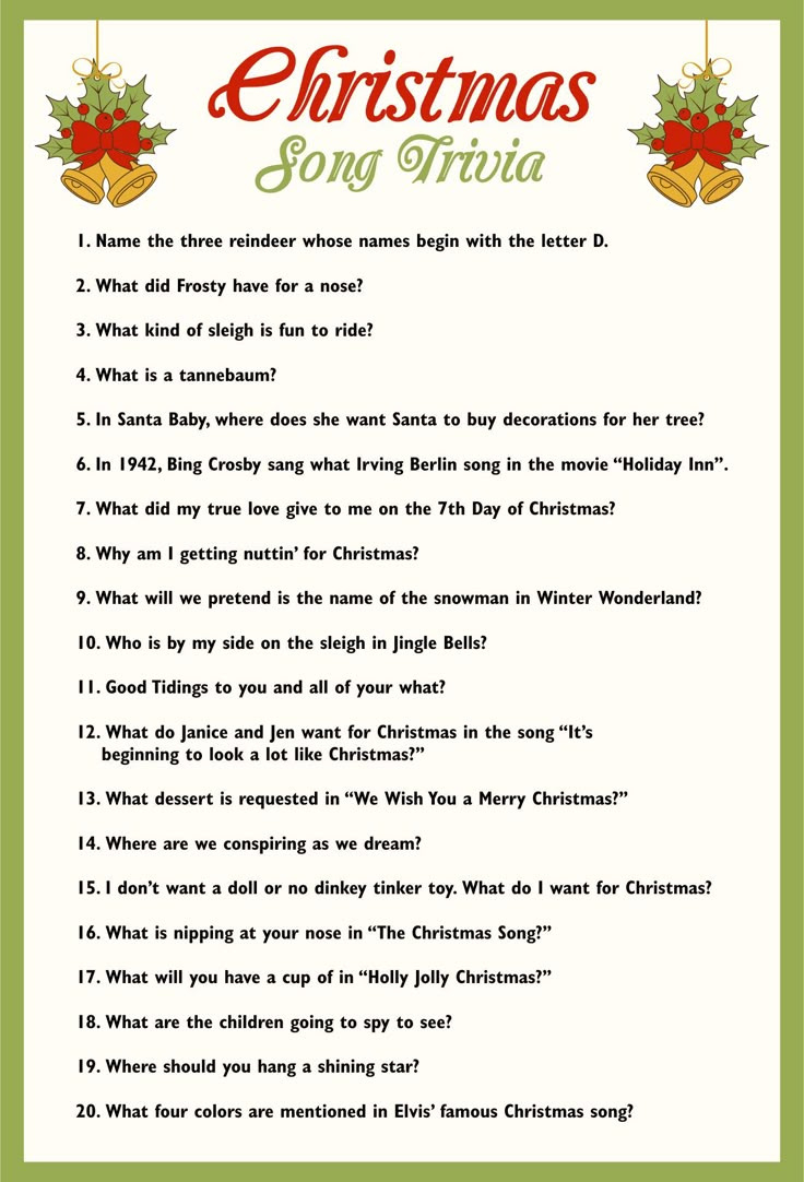 Christmas Carol Trivia - 15 Free Pdf Printables | Printablee with FREE Printable Christmas Song Trivia
