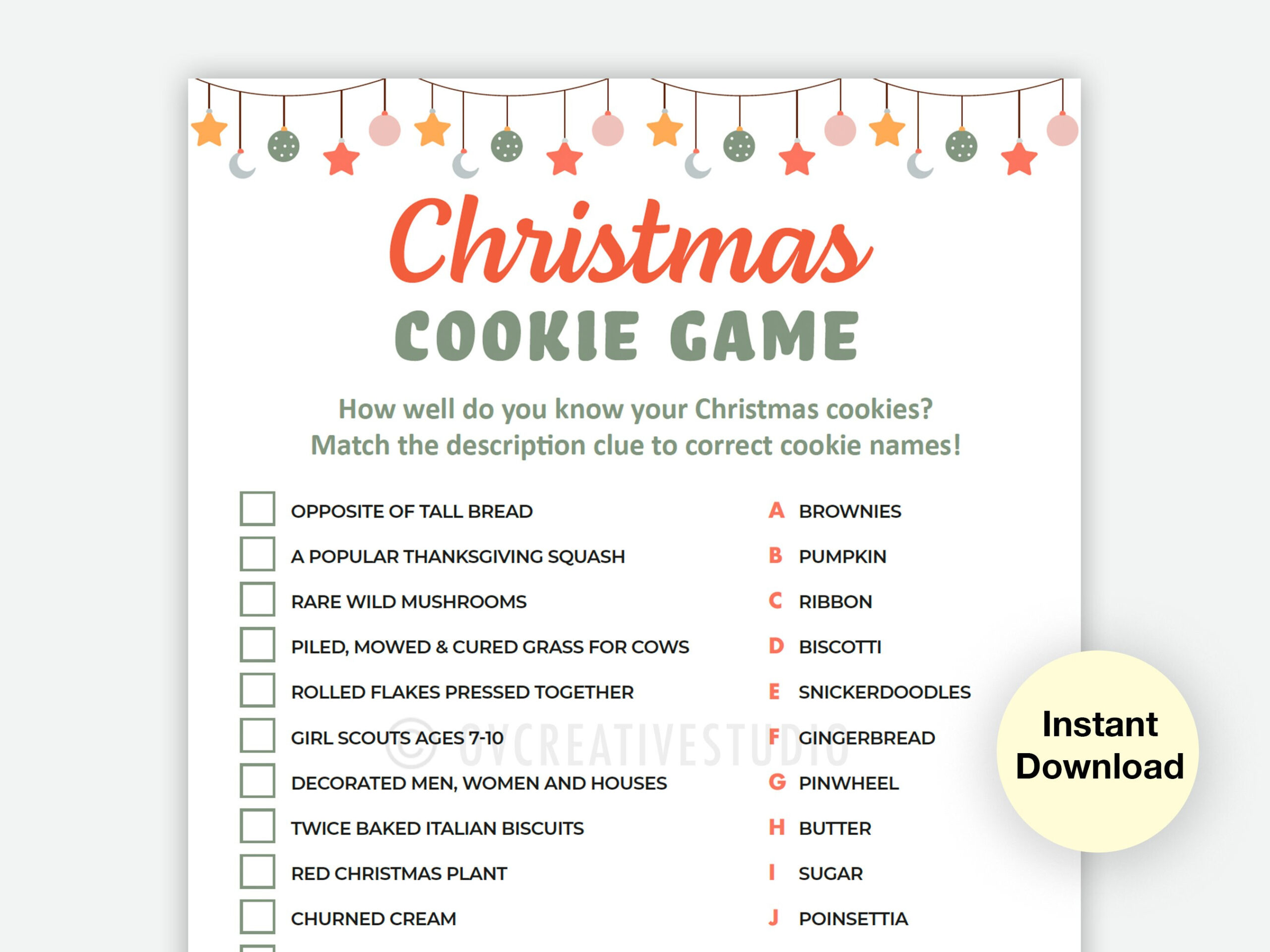 Christmas Cookie Quiz Game Printable | Christmas Family Activity regarding Free Printable Christmas Cookie Game