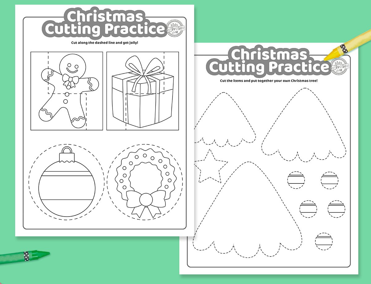 Christmas Cutting Practice Coloring Pages For Kids! Kids in Free Printable Christmas Cutting Activities