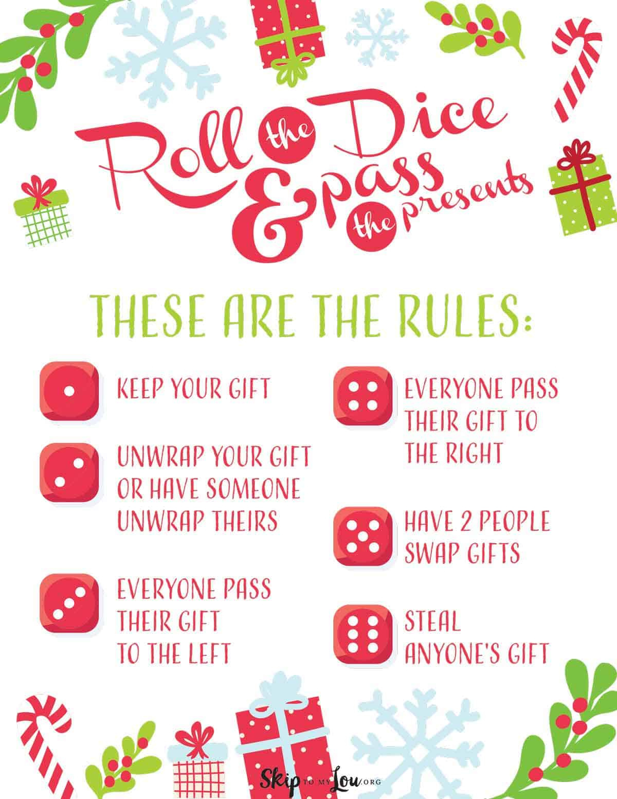 Christmas Dice Game For A Fun Gift Exchange | Skip To My Lou pertaining to Free Printable Christmas Dice Gift Exchange