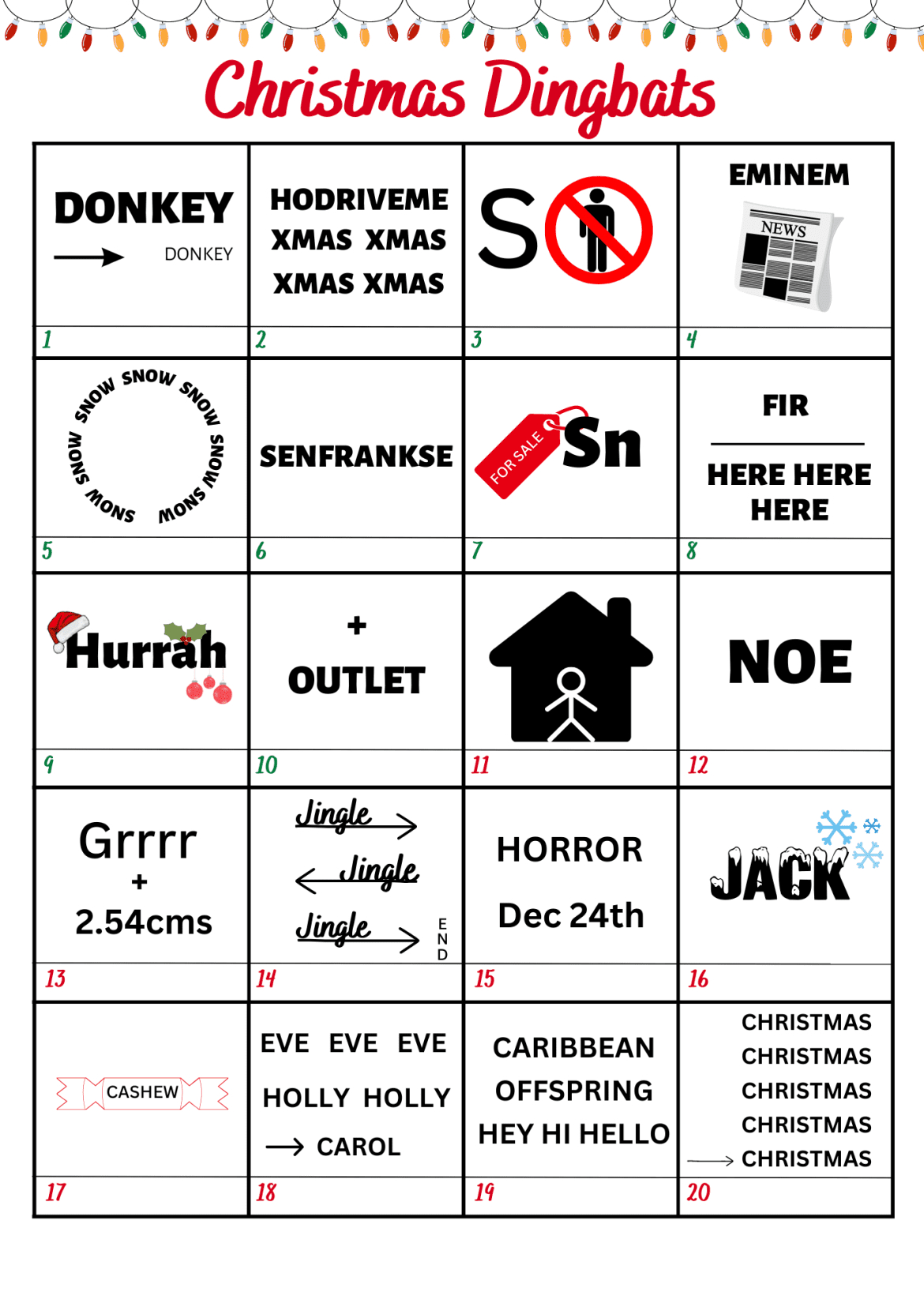 Christmas Dingbats - Printable Game With Answers 2025 for Free Printable Christmas Dingbats With Answers