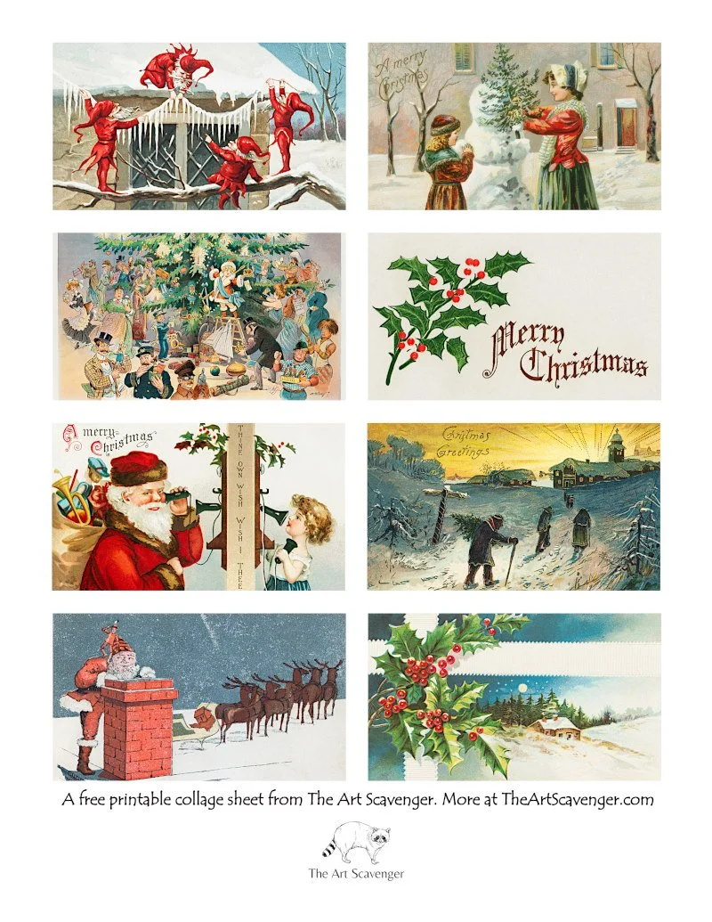 Christmas — Free Printable Collage &amp;amp; Ephemera Sheets — The Art inside Free Printable Christmas Decoupage Sheets