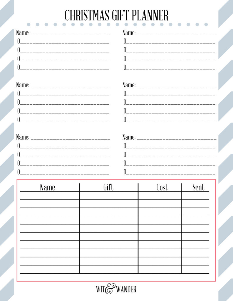 Christmas Gift Planner {Free Printable} - Wit &amp;amp; Wander within FREE Printable Christmas Gift Planner