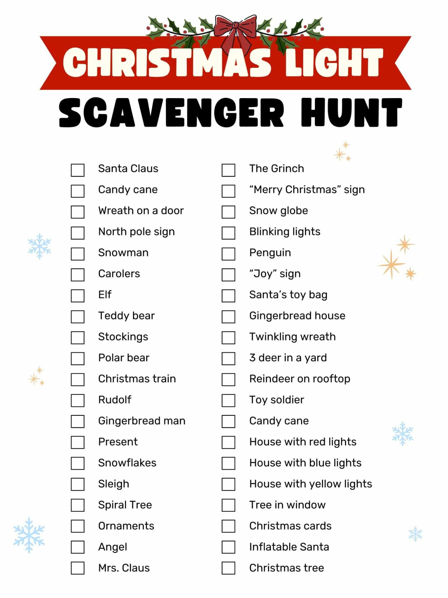 Christmas Light Scavenger Hunt Free Printable - Goally regarding Free Printable Christmas Light Scavenger Hunt Printable