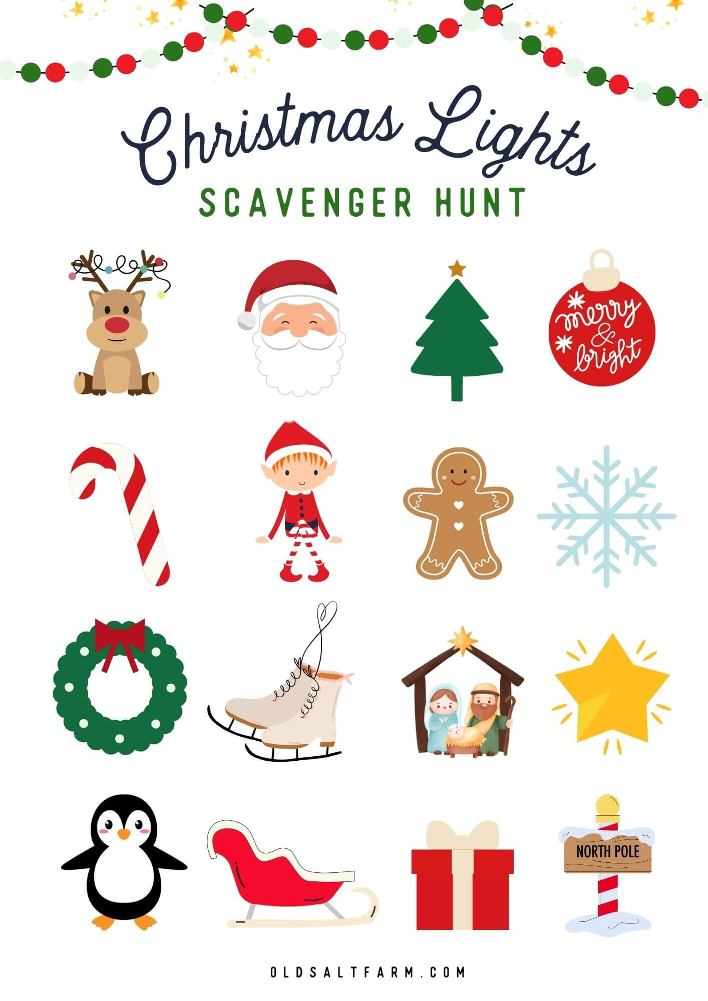 Christmas Light Scavenger Hunt | Free Printable | Old Salt Farm with regard to Free Printable Christmas Light Scavenger Hunt Printable
