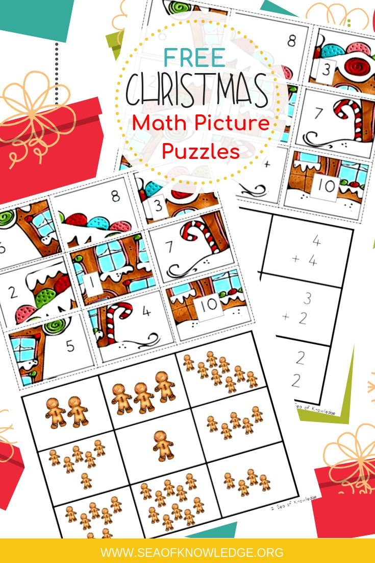 Christmas Math Puzzles With Answers Cut And Paste Pictures with FREE Printable Christmas Picture Puzzle Game