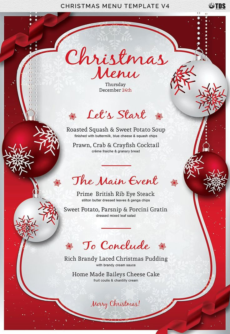Christmas Menu Template V4, A Flyer Templatethatsdesign Store throughout FREE Printable Christmas Menu Templates