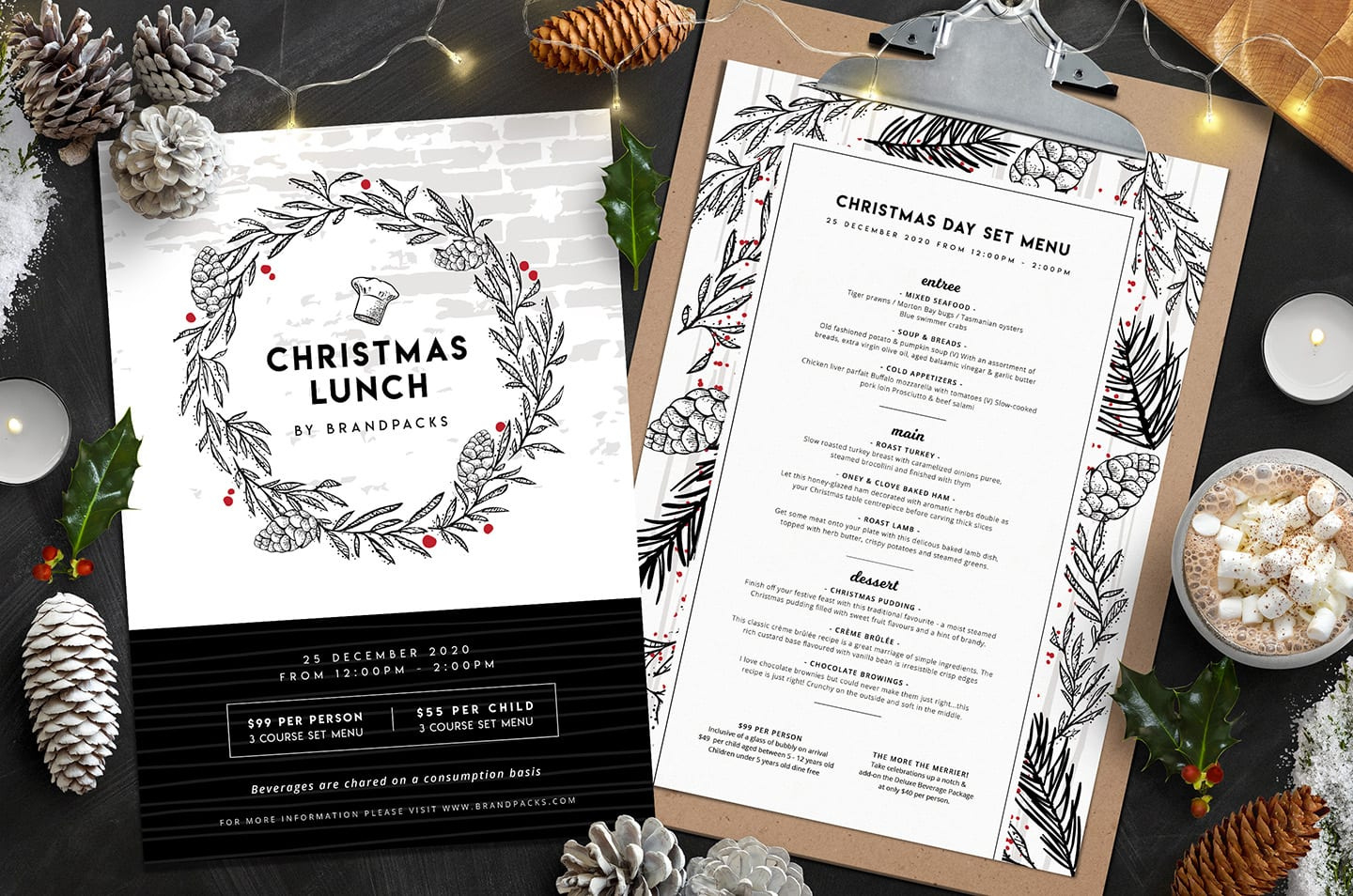 Christmas Menu Templates In Psd, Ai &amp;amp; Vector - Brandpacks regarding Free Printable Christmas Menu Templates