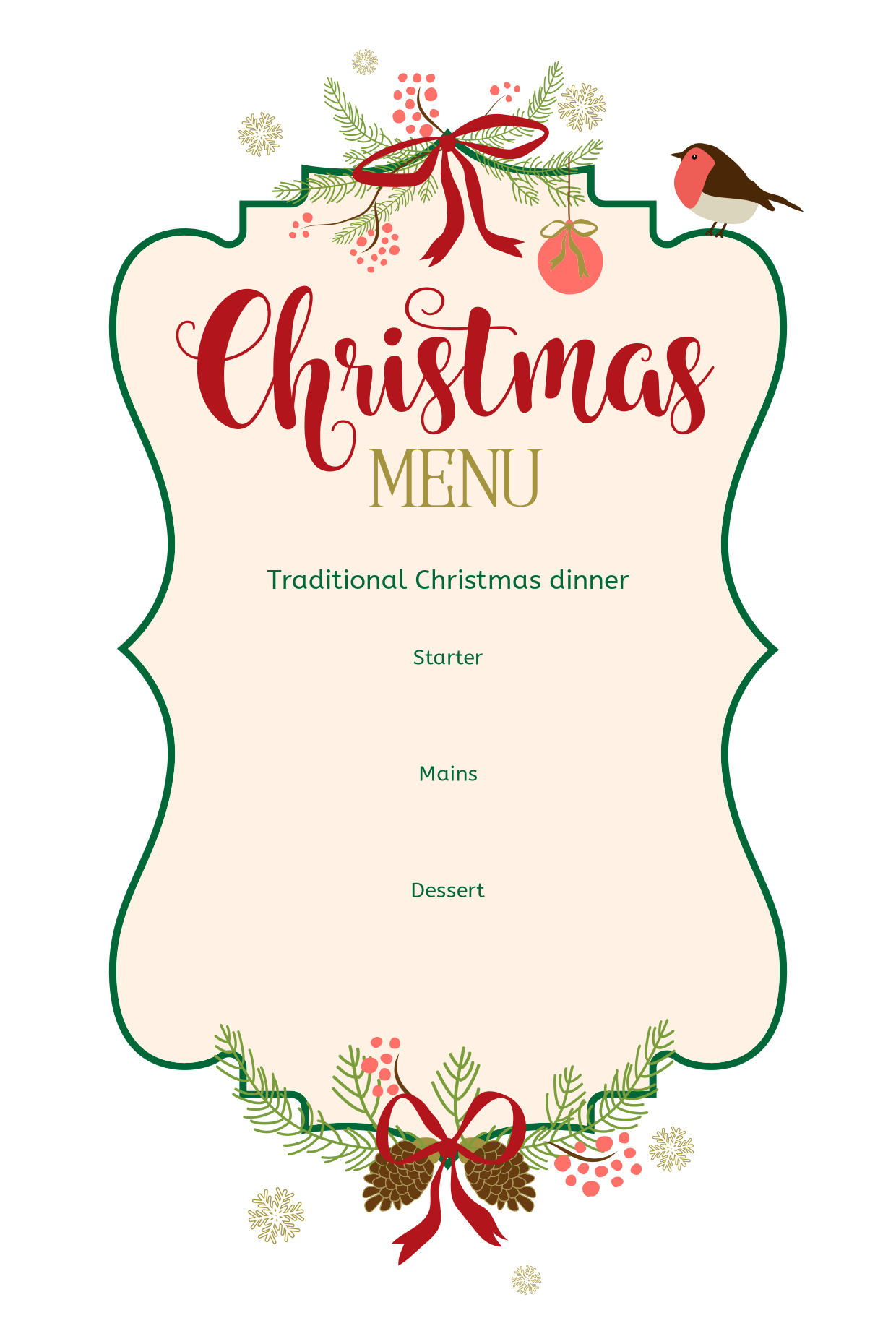 Christmas Menu With Curvy Frame Sign Template | Square Signs intended for Free Printable Christmas Menu Templates