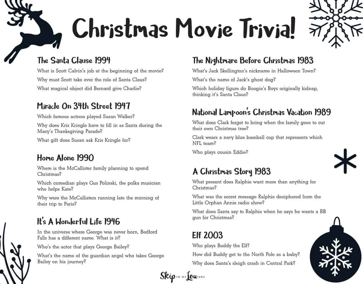 Christmas Movie Trivia Game | Skip To My Lou regarding Free Printable Christmas Movie Trivia Game